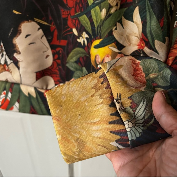 Topman Men’s Colorful Geisha Hoodie Pockets Sz S Floral Graphic Floral Multi - Picture 4 of 10